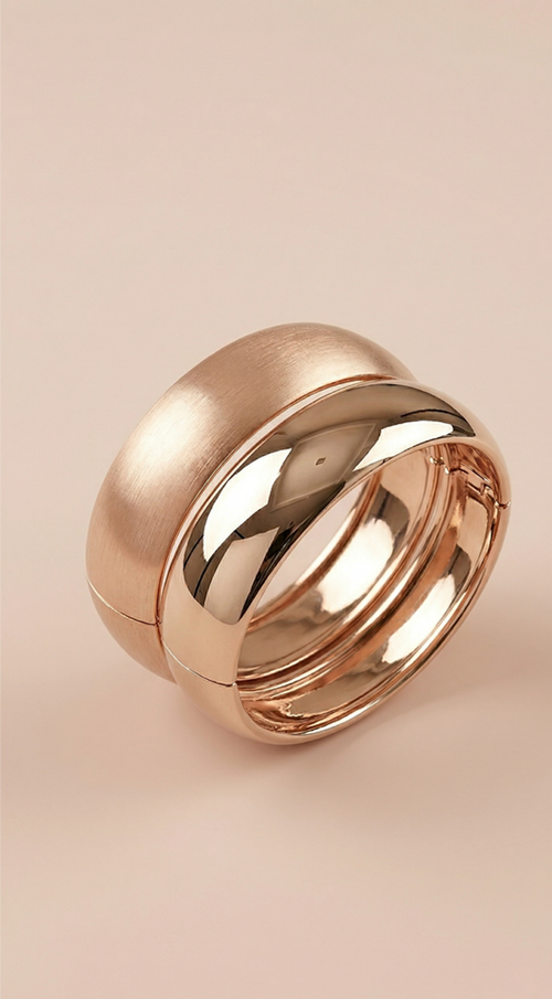Two Metal Bangle Bracelet Set - Gold