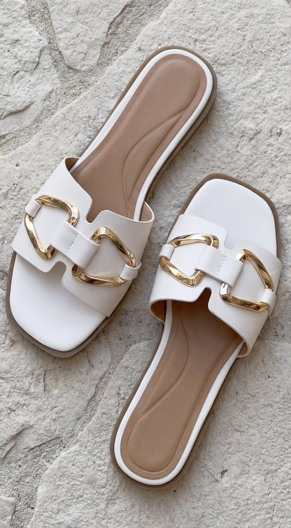 Ellis Flat Sandals - White