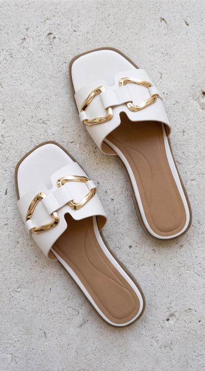 Ellis Flat Sandals - White