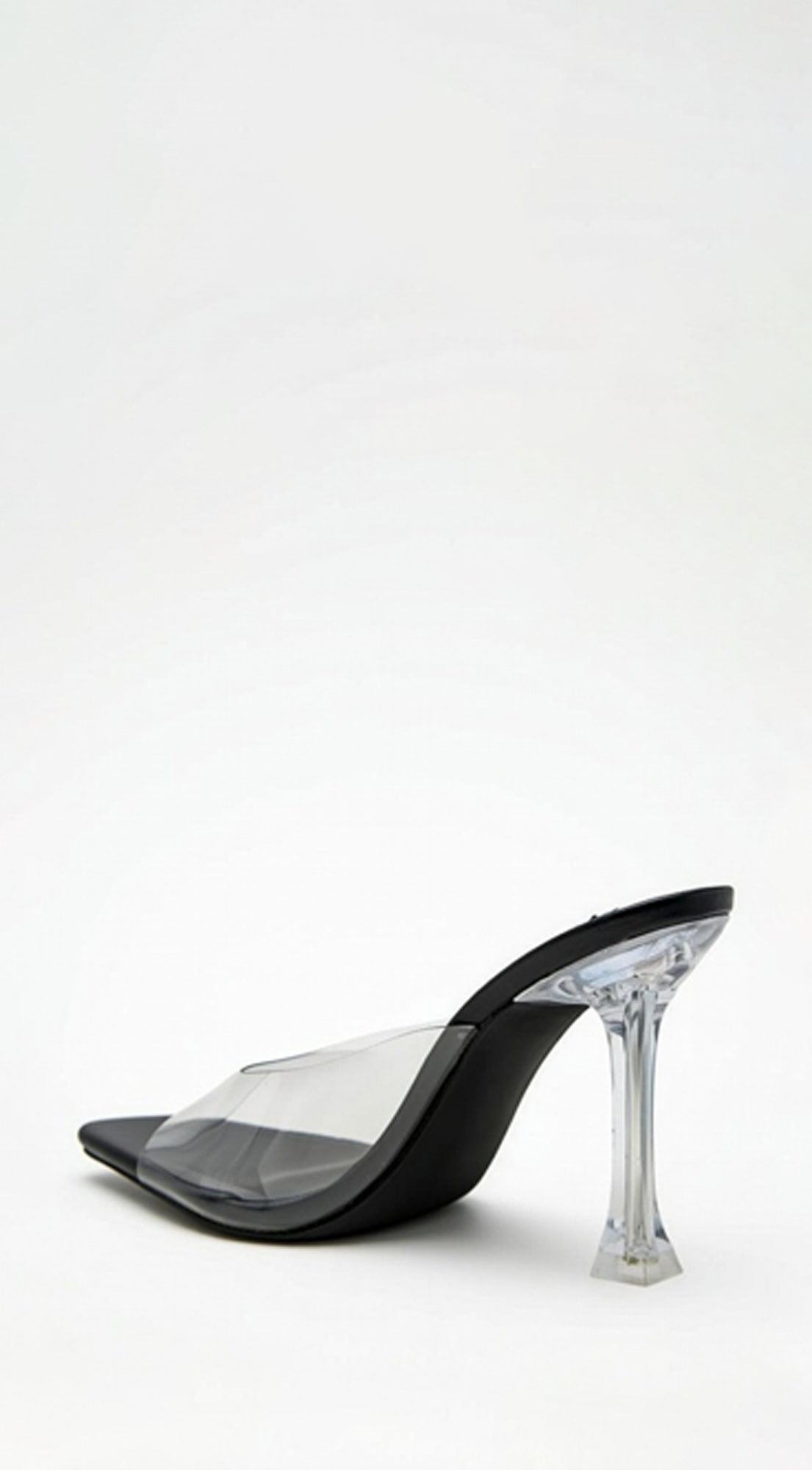 Victoria Clear Strap Mule Heels - Black