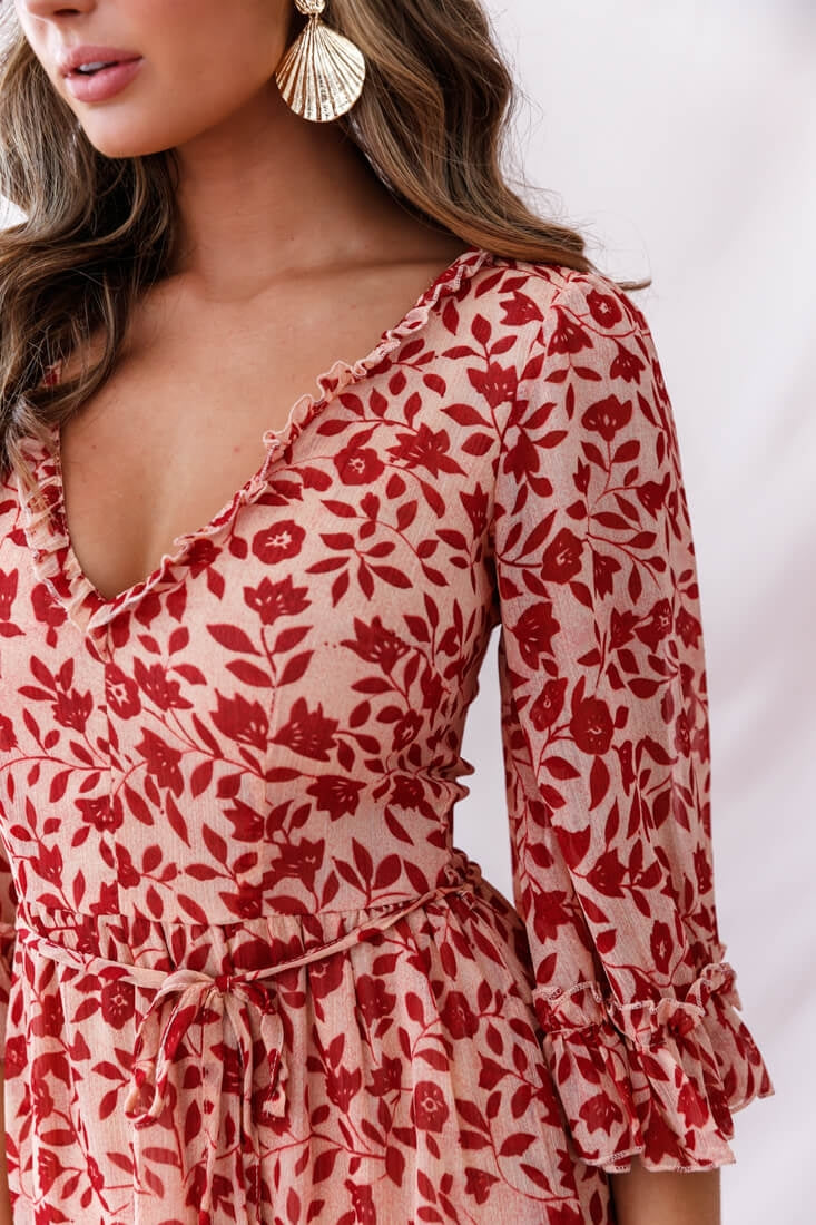 Maryanne Lace-Up Back Tea Dress Red