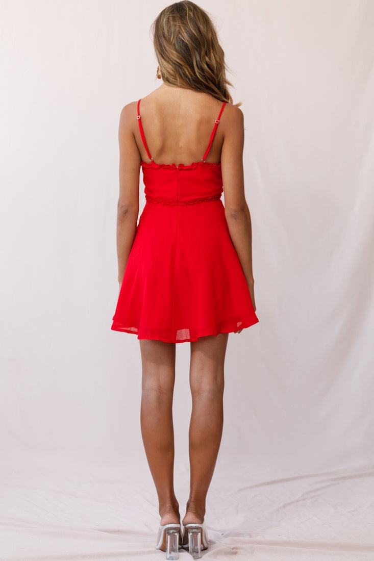 Zeta Bust Tie A-Line Dress Red