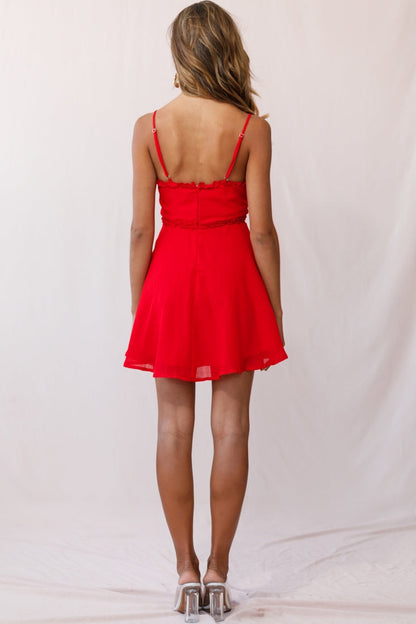 Zeta Bust Tie A-Line Dress Red