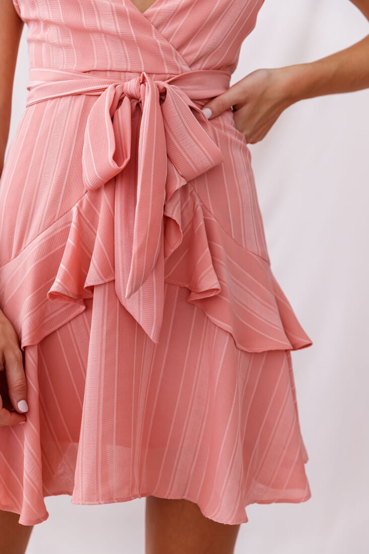 Kerry Layered Ruffle Cami Strap Dress Blush